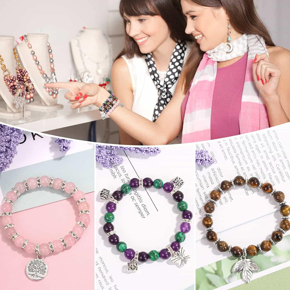 Love Creative DIY Stone Jewelry Making Kit Crystal Stone Bracelet Making Kit for Adults, Crystal Natural Stone Healing Beads for Jewelry Making, Bracelet Making